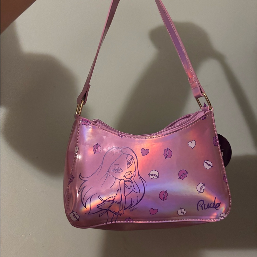 RUDE Bratz Pink Holographic Shoulder Bag